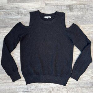 Rebecca Minkoff metallic thread long sleeve cold shoulder sweater small J37